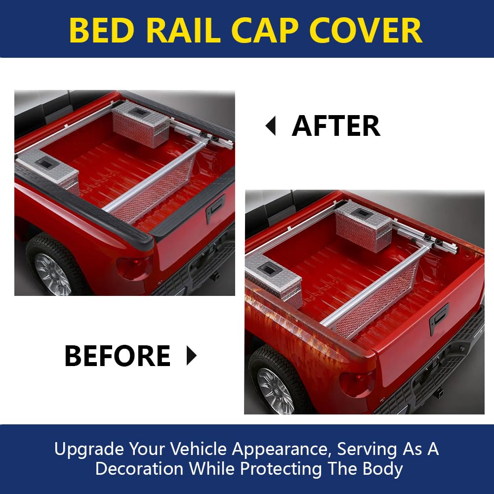 2Pcs Left +Right Bed Cap Molding Rail Protector Cover Replacement for Toyota Tundra 2014-2016 5.5 Ft Bed Tailgate Cap Top Molding Protector Bed-Exterior Trim Panel 2015 Black - Image 5