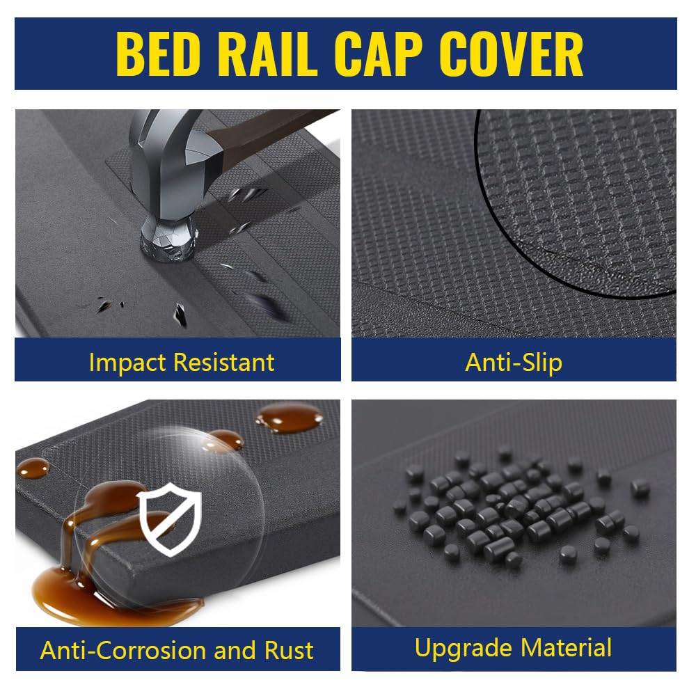 2Pcs Left +Right Bed Cap Molding Rail Protector Cover Replacement for Toyota Tundra 2014-2016 5.5 Ft Bed Tailgate Cap Top Molding Protector Bed-Exterior Trim Panel 2015 Black - Image 6