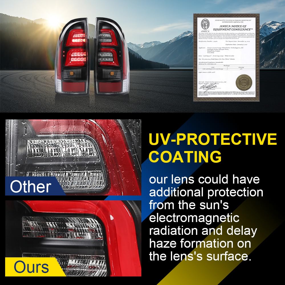 GRAND ORANGE 3D LED Tail Lights Assembly Rear Lights Brake Parking Lamps Compatible with 2005-2015 Toyota Tacoma LH & RH LED Tail Lamps Clear Lens 8155004150 8156004150 8156104150 8155104150 - Image 3