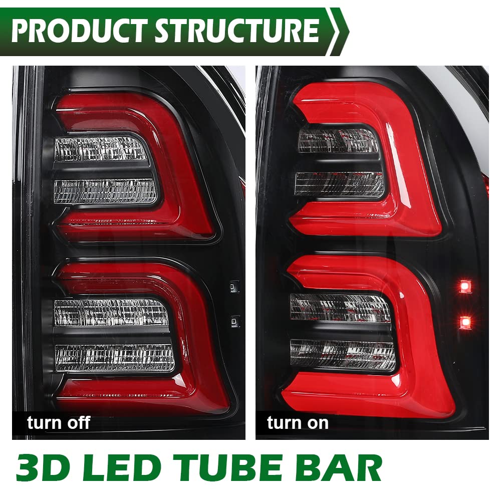 GRAND ORANGE 3D LED Tail Lights Assembly Rear Lights Brake Parking Lamps Compatible with 2005-2015 Toyota Tacoma LH & RH LED Tail Lamps Clear Lens 8155004150 8156004150 8156104150 8155104150 - Image 6