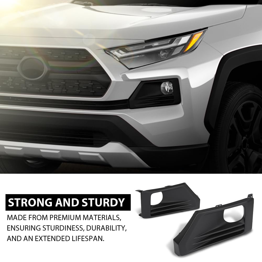 GRAND ORANGE Bumper Fog Light Bezel Pair Fit Toyota RAV4 2019-2023 521280R170, 521270R170, TO1038226, TO1039226 Black Fog Lamp Cover - Image 7