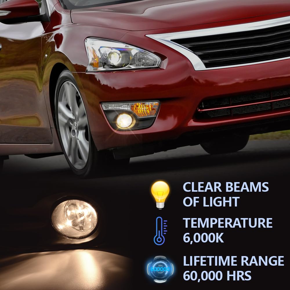 GRAND ORANGE Bumper Fog Lights Lamps+Switch Compatible with 2013-2015 Nissan Altima 4-Door Driver & Passenger Fog Lamps NI2592122 NI2593122 26155-9B91C 26150-9B91C - Image 3