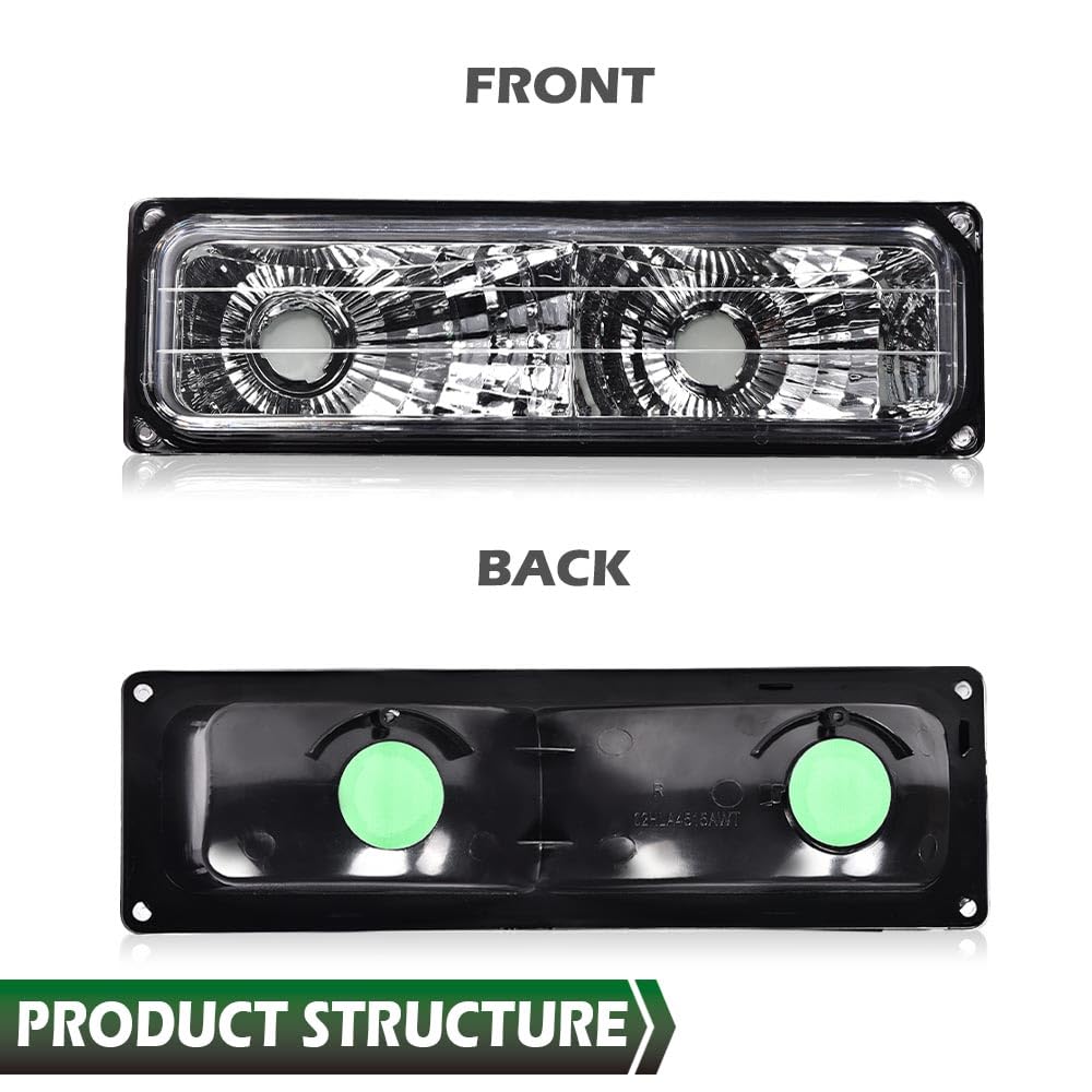 GRAND ORANGE Chrome Clear Headlights Assembly Bumper Corner Lamps 1994-1998 Replacement For CHEVY C10 C/K 1500/2500/3500 Tahoe Silverado Suburban - Image 3