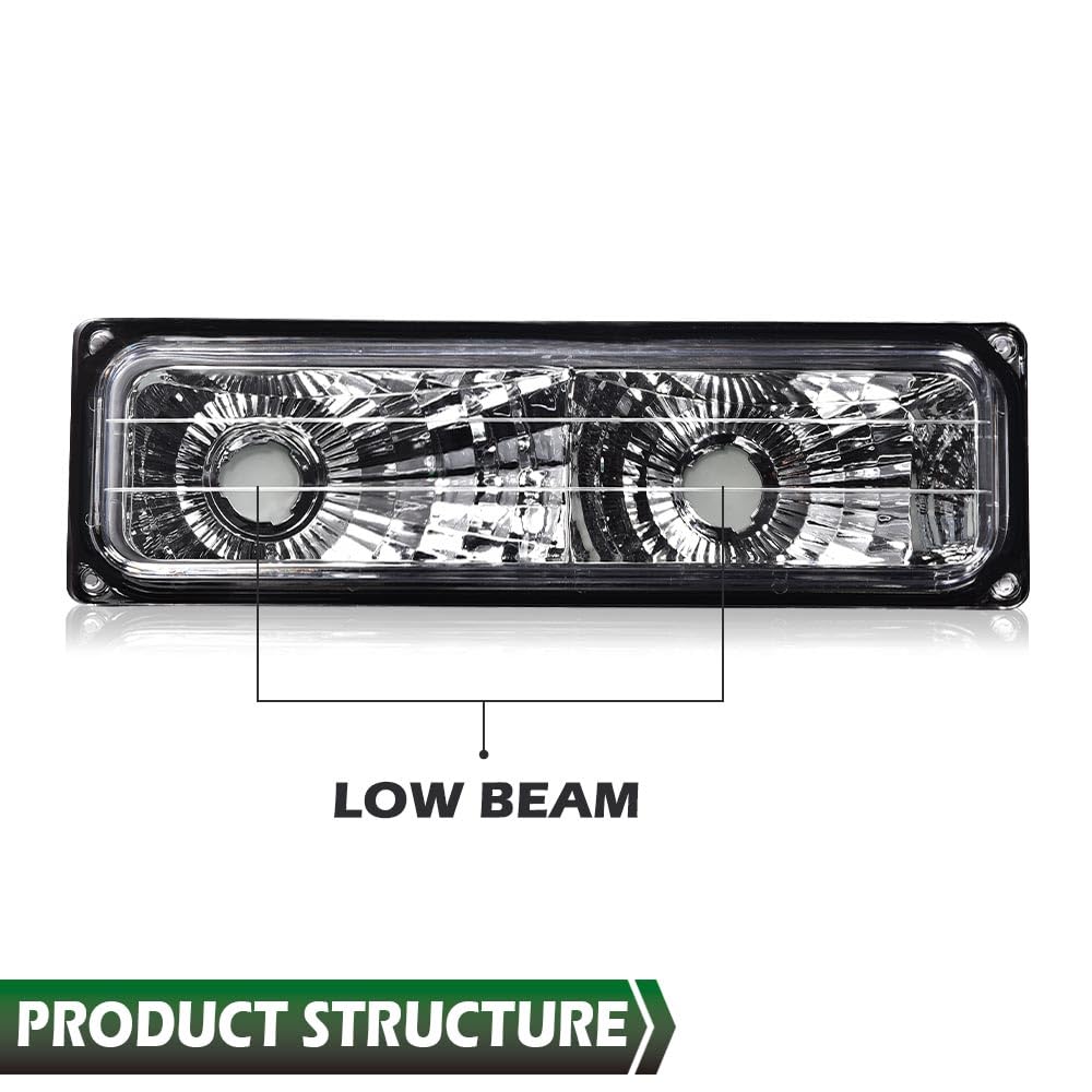 GRAND ORANGE Chrome Clear Headlights Assembly Bumper Corner Lamps 1994-1998 Replacement For CHEVY C10 C/K 1500/2500/3500 Tahoe Silverado Suburban - Image 4