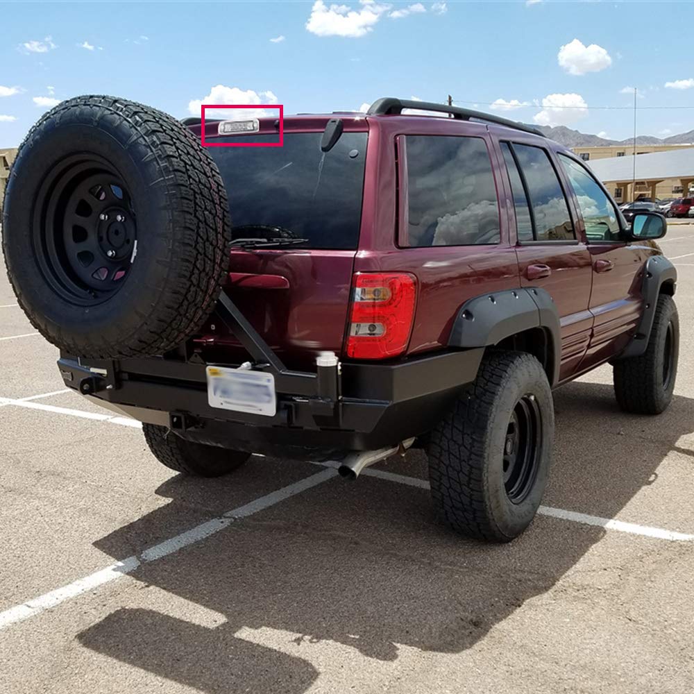 GRAND ORANGE Clear Lens Red LED Tail Light 3rd Third Brake Light Assembly Compatible with Jeep Cherokee 1997-2001 Hight Mount Rear Tail Lamps Replacement - Image 5