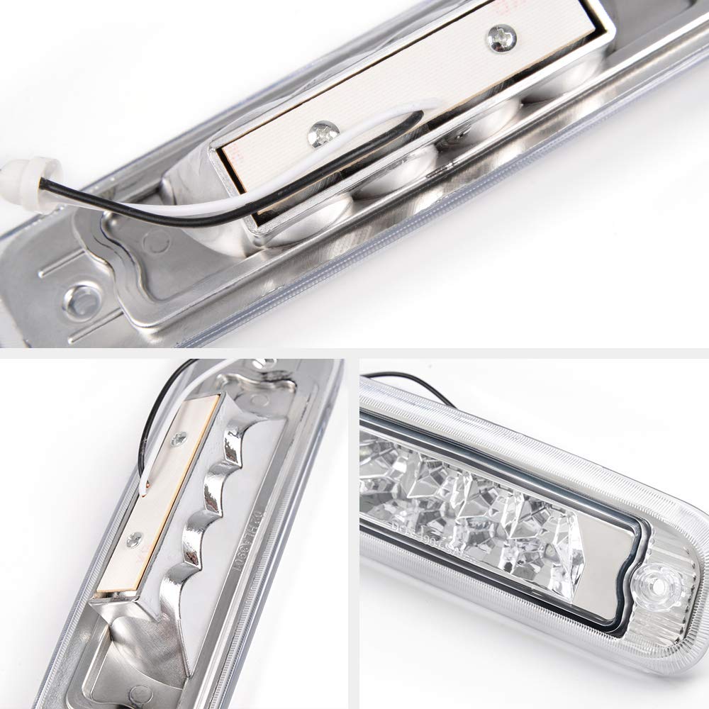 GRAND ORANGE Clear Lens Red LED Tail Light 3rd Third Brake Light Assembly Compatible with Jeep Cherokee 1997-2001 Hight Mount Rear Tail Lamps Replacement - Image 8