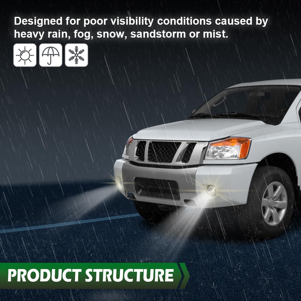 GRAND ORANGE Front Bumper Fog Lights Left/Right Smoky Lens Compatible with Nissan Armada 2005-2007/Nissan Titan 2004-2015 Fog Lamp Assembly Driver & Passenger Side - Image 9