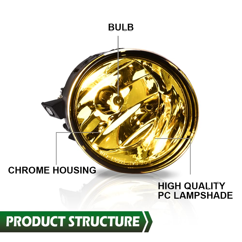 GRAND ORANGE Front Bumper Fog Lights Left/Right Yellow Lens Compatible with Nissan Armada 2005-2007/Nissan Titan 2004-2015 Fog Lamp Assembly Driver & Passenger Side - Image 3