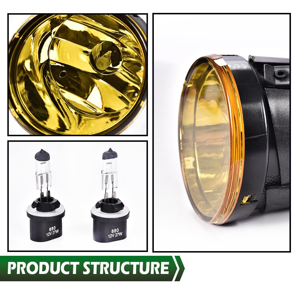 GRAND ORANGE Front Bumper Fog Lights Left/Right Yellow Lens Compatible with Nissan Armada 2005-2007/Nissan Titan 2004-2015 Fog Lamp Assembly Driver & Passenger Side - Image 6