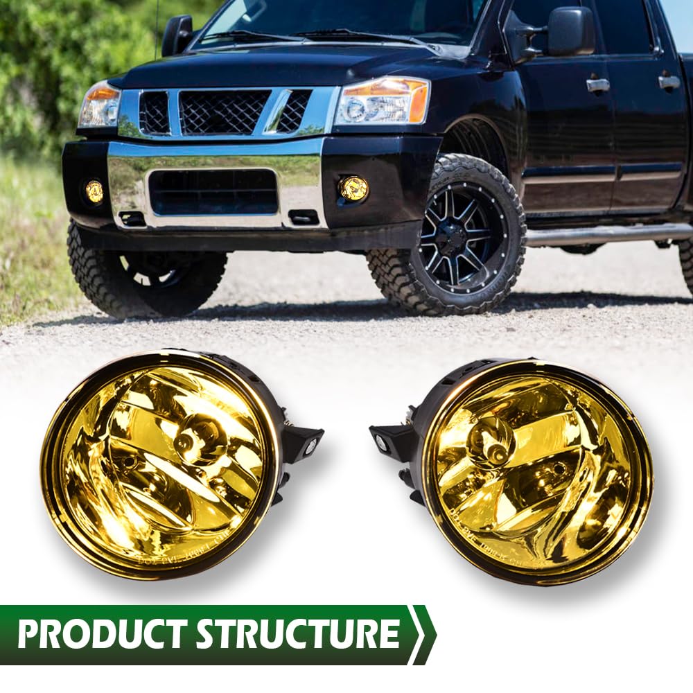 GRAND ORANGE Front Bumper Fog Lights Left/Right Yellow Lens Compatible with Nissan Armada 2005-2007/Nissan Titan 2004-2015 Fog Lamp Assembly Driver & Passenger Side - Image 9