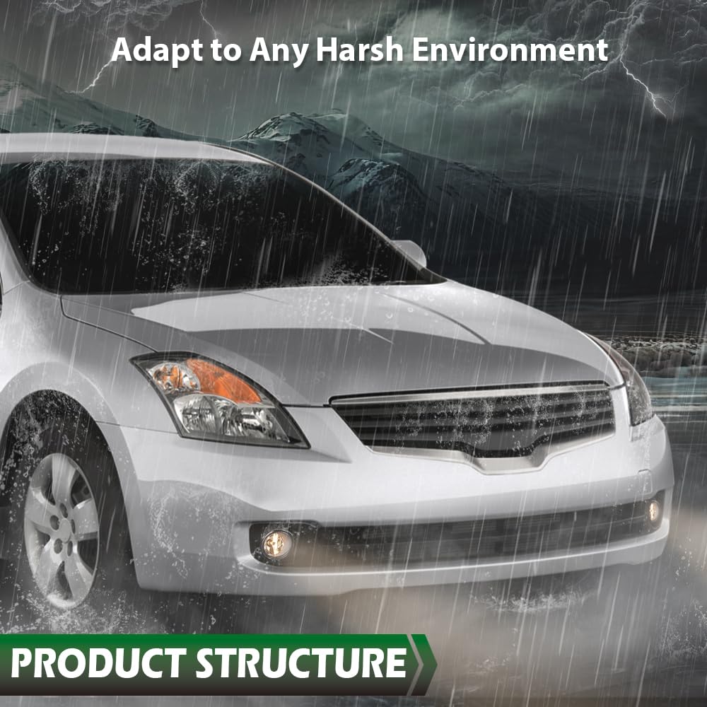 GRAND ORANGE Front Bumper Fog w/Wiring&Switch Lights Driver & Passenger Side Compatible with 2007-2009 Nissan Altima/ 2010-2012 Nissan Altima Hybird - Image 8