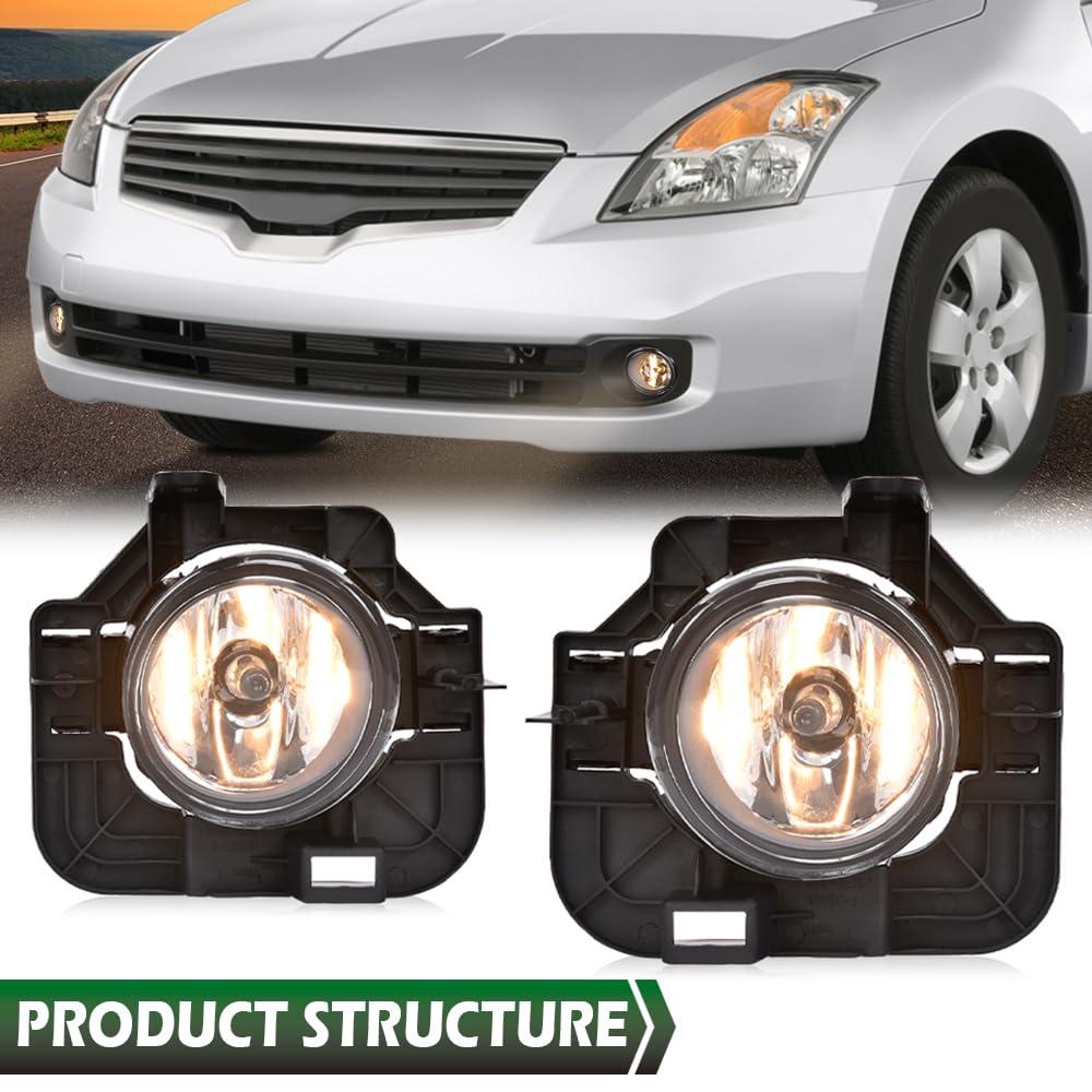 GRAND ORANGE Front Bumper Fog w/Wiring&Switch Lights Driver & Passenger Side Compatible with 2007-2009 Nissan Altima/ 2010-2012 Nissan Altima Hybird - Image 9