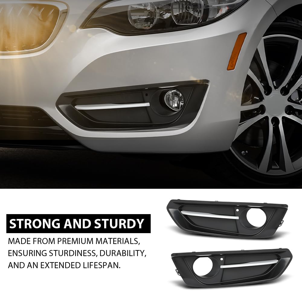 GRAND ORANGE Front Fog Light Cover Left & Right Black Fit BMW 228i /228i xDrive Base 2014-2016, Fit 230i / 230i xDrive Base 2017-2021, For Sport Line Model 51117343731 51117343732 BM1039163 BM1038163 - Image 7