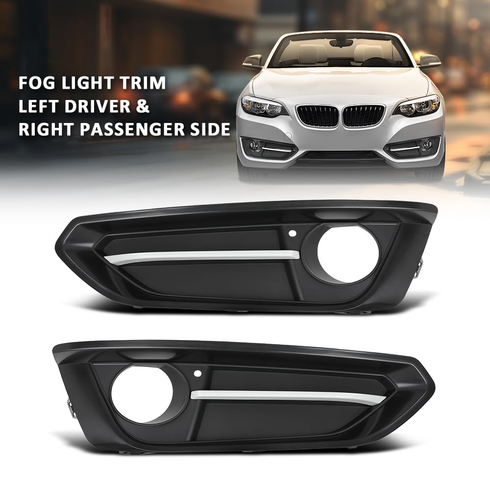 GRAND ORANGE Front Fog Light Cover Left & Right Black Fit BMW 228i /228i xDrive Base 2014-2016, Fit 230i / 230i xDrive Base 2017-2021, For Sport Line Model 51117343731 51117343732 BM1039163 BM1038163 - Image 8