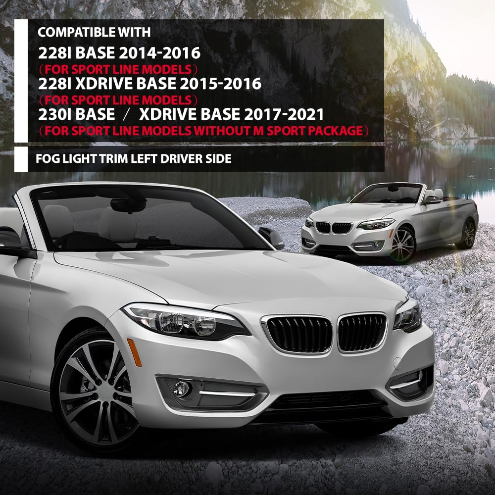 GRAND ORANGE Front Fog Light Cover Molding Left Driver Side Fit BMW 228i / 228i xDrive Base 2014-2016, Fit 230i / 230i xDrive Base 2017-2021, For Sport Line Model 51117343731, BM1038163 - Image 9