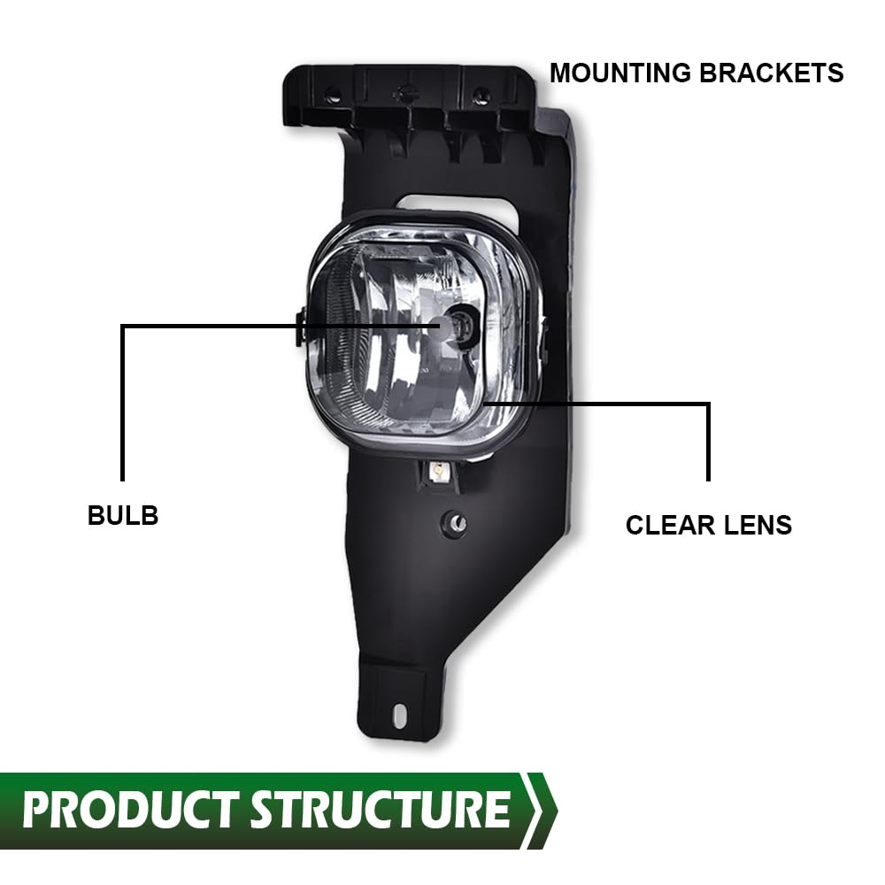 GRAND ORANGE Front Fog Light Lamp Assembly Left&Right Side w/bulbs H10 12V 42W Compatible with Ford F250 F350 F450 F550 Super Duty 2005-2007/ Ford Excursion 2005 Smoky Lens - Image 5