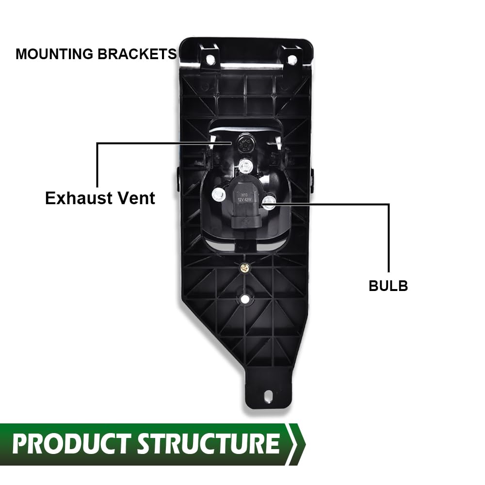 GRAND ORANGE Front Fog Light Lamp Assembly Left&Right Side w/bulbs H10 12V 42W Compatible with Ford F250 F350 F450 F550 Super Duty 2005-2007/ Ford Excursion 2005 Smoky Lens - Image 6