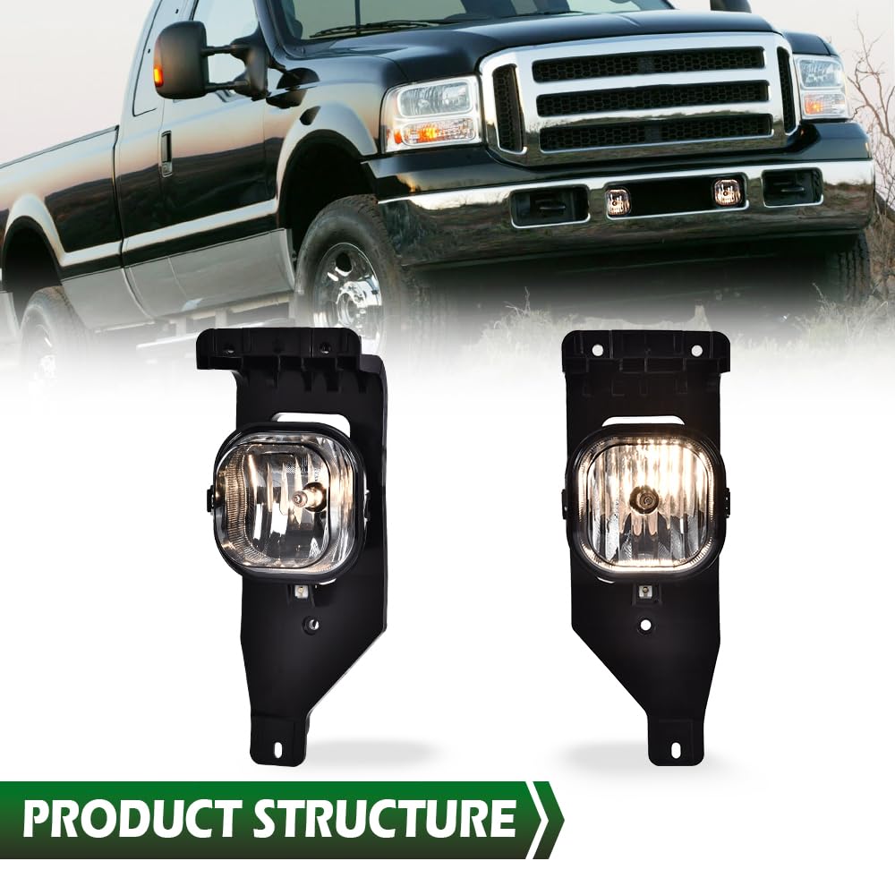 GRAND ORANGE Front Fog Light Lamp Assembly Left&Right Side w/bulbs H10 12V 42W Compatible with Ford F250 F350 F450 F550 Super Duty 2005-2007/ Ford Excursion 2005 Smoky Lens - Image 9