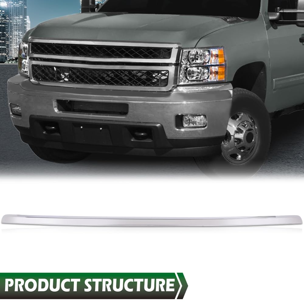 GRAND ORANGE Front Grille Hood Molding Trim Moulding Chrome Compatible with Chevy Silverado 2500 HD 3500 HD 2011-2014 20963700, GM1235124 - Image 7