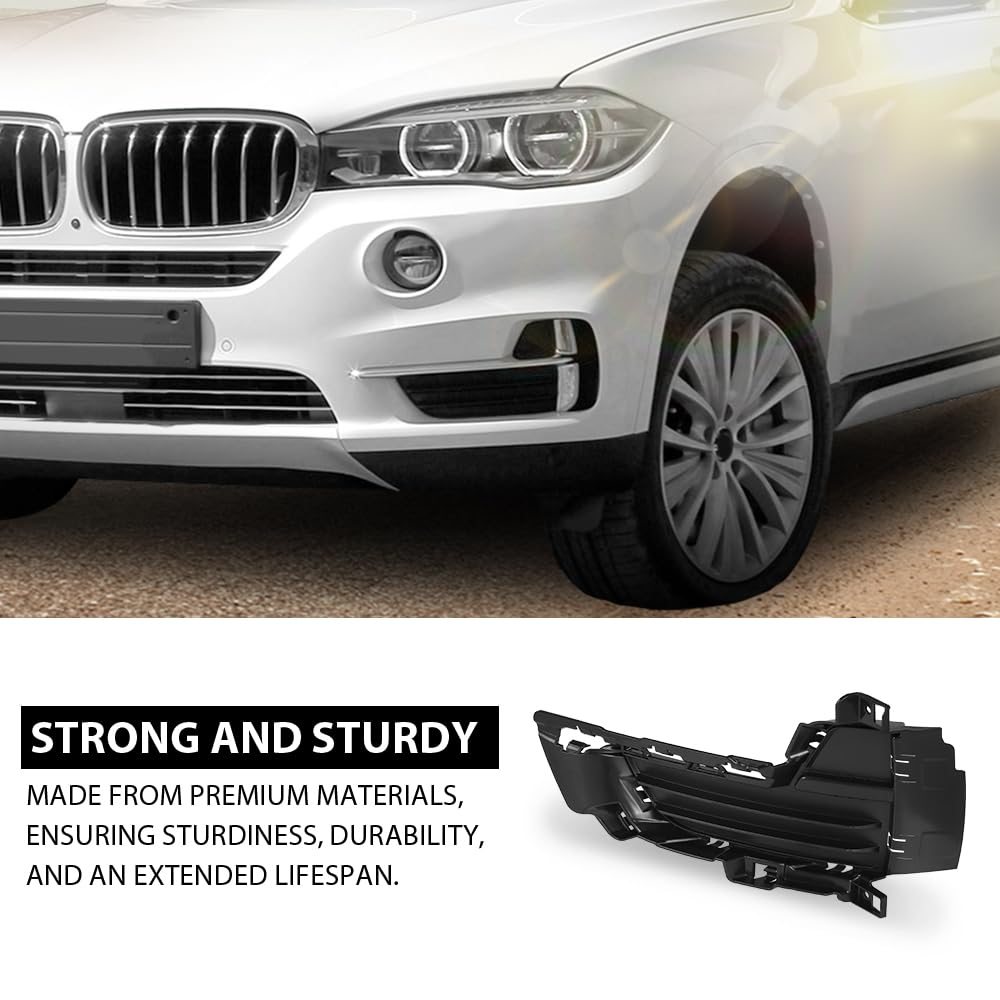 GRAND ORANGE Front Lower Bumper Grille Fog Light Bezel Left Driver Side Compatible with BMW X5 F15 2014-2018, Fit For Models Without M Sport Line Black Plastic 51117307993, BM1038151 - Image 9