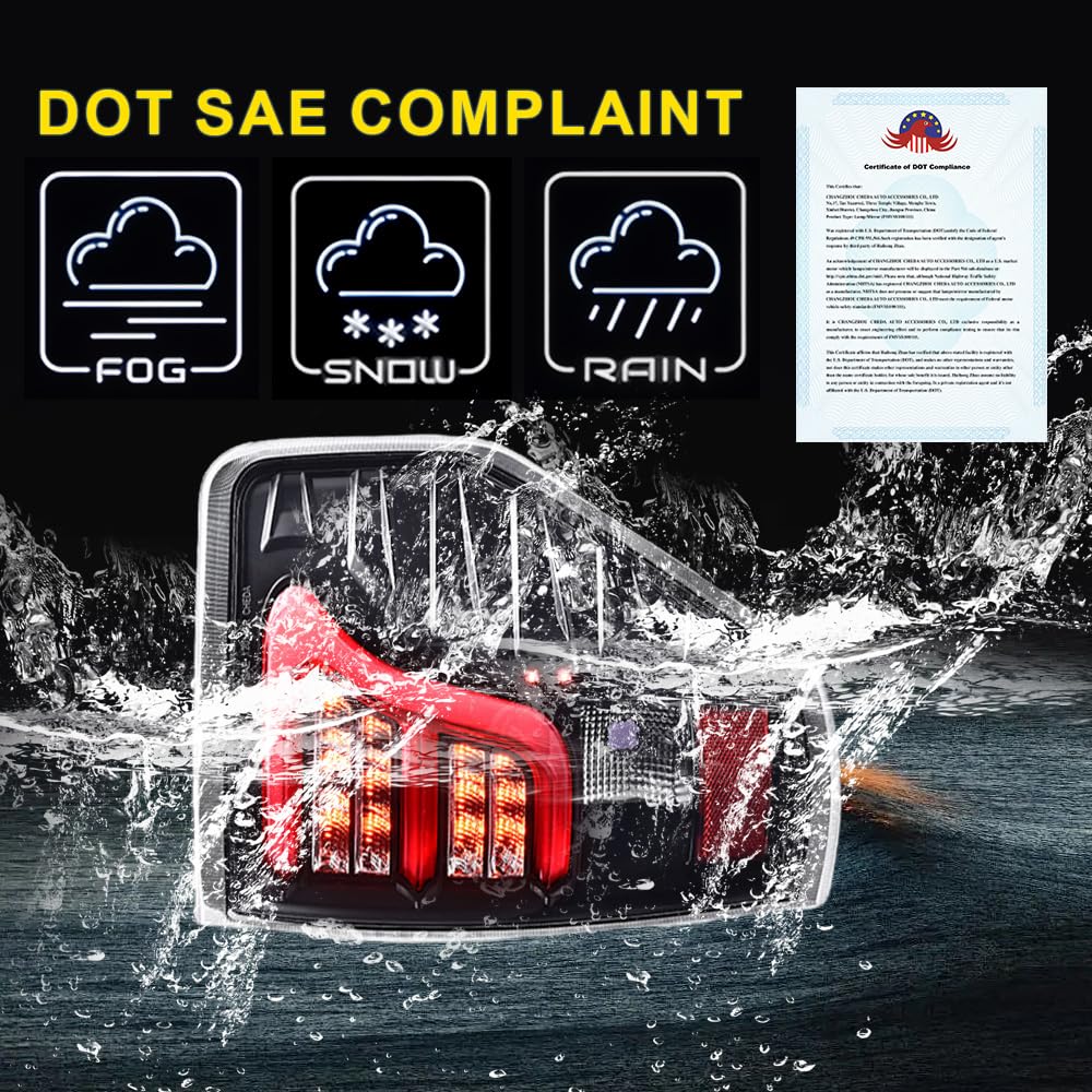 GRAND ORANGE FULL LED Tail Light Assembly Rear Lights Assembly Compatible with Ford F150 2009-2014 Brake Parking Lamps Taillights Brake Lights Driver & Passenger Side w/Wiring Harness - Image 5