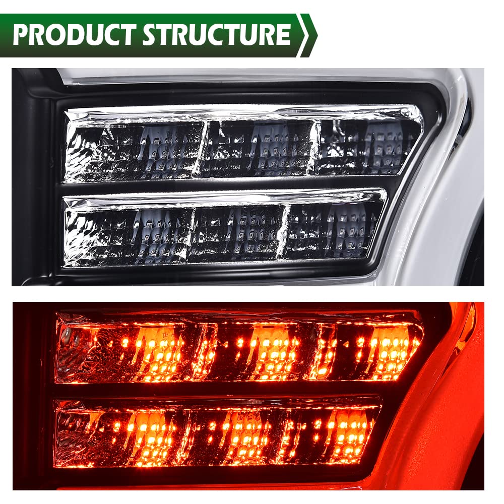 GRAND ORANGE FULL LED Tail Light Assembly Rear Lights Assembly Compatible with Ford F150 2009-2014 Brake Parking Lamps Taillights Brake Lights Driver & Passenger Side w/Wiring Harness - Image 8