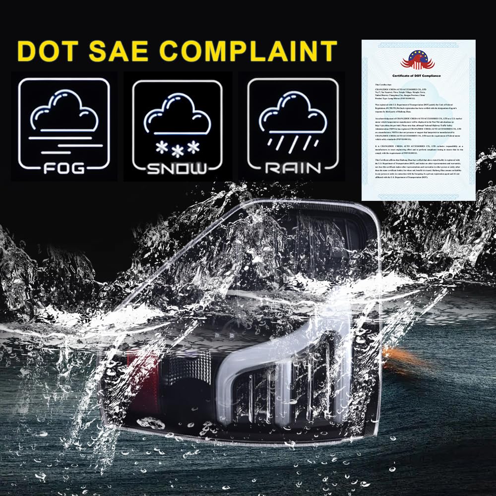 GRAND ORANGE Full LED Tail Light Assembly Rear Lights Assembly Compatible with Ford F150 2009-2014 Brake Parking Lamps Driver & Passenger Side w/Wiring Harness Smoke lens Black Housing - Image 5