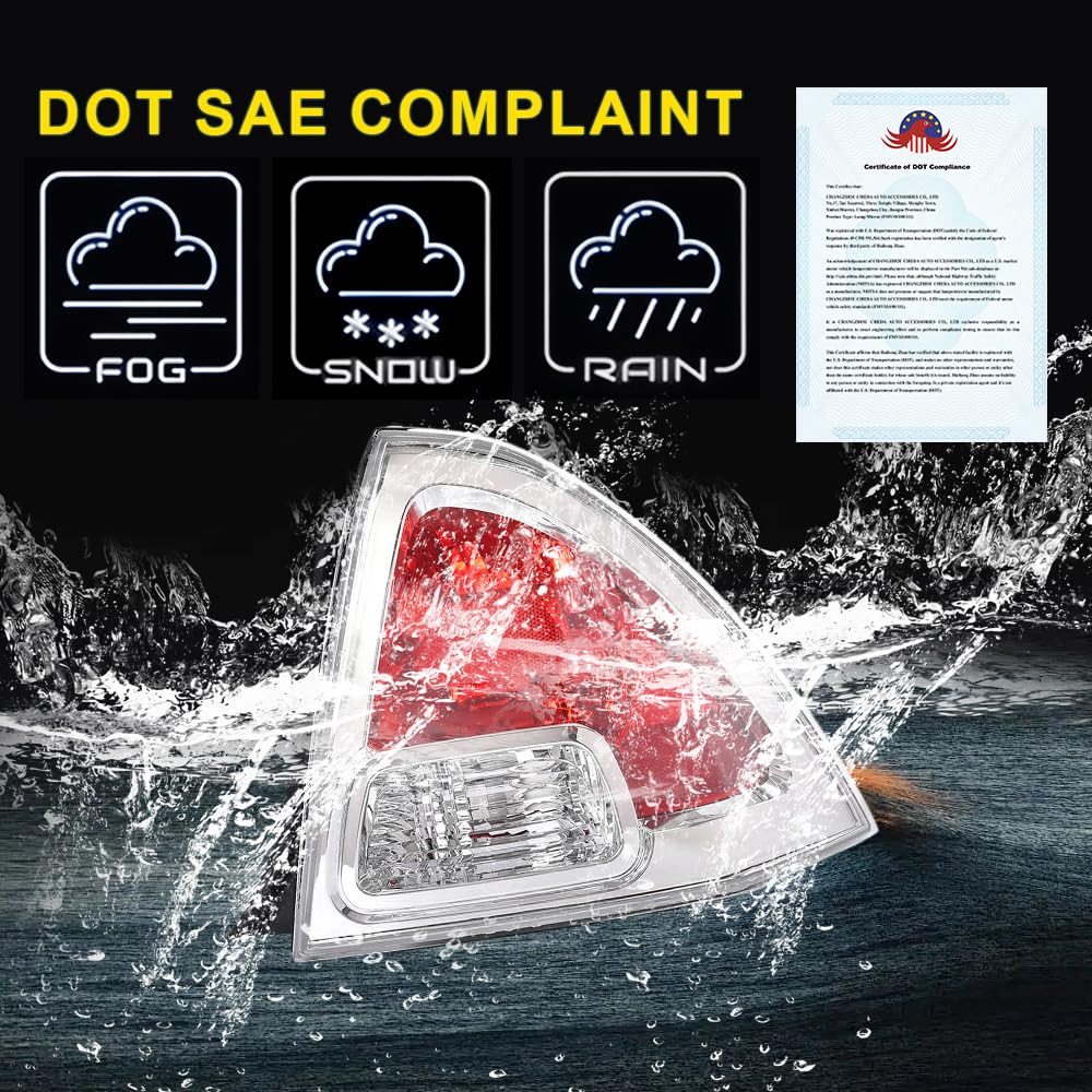 GRAND ORANGE Halogen Tail Lights Assembly Tail Lamp Pair Clear & Red Lens w/o Bulbs Compatible with Ford Fusion (submodel: S, SE, SEL) 2006-2009 6E5Z13404B, 6E5Z13405B, FO2819113C, FO2818123C - Image 4