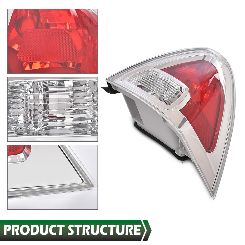 GRAND ORANGE Halogen Tail Lights Assembly Tail Lamp Pair Clear & Red Lens w/o Bulbs Compatible with Ford Fusion (submodel: S, SE, SEL) 2006-2009 6E5Z13404B, 6E5Z13405B, FO2819113C, FO2818123C - Image 7