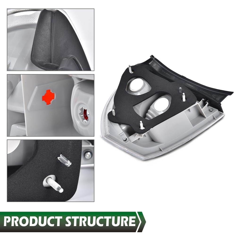 GRAND ORANGE Halogen Tail Lights Assembly Tail Lamp Pair Clear & Red Lens w/o Bulbs Compatible with Ford Fusion (submodel: S, SE, SEL) 2006-2009 6E5Z13404B, 6E5Z13405B, FO2819113C, FO2818123C - Image 8