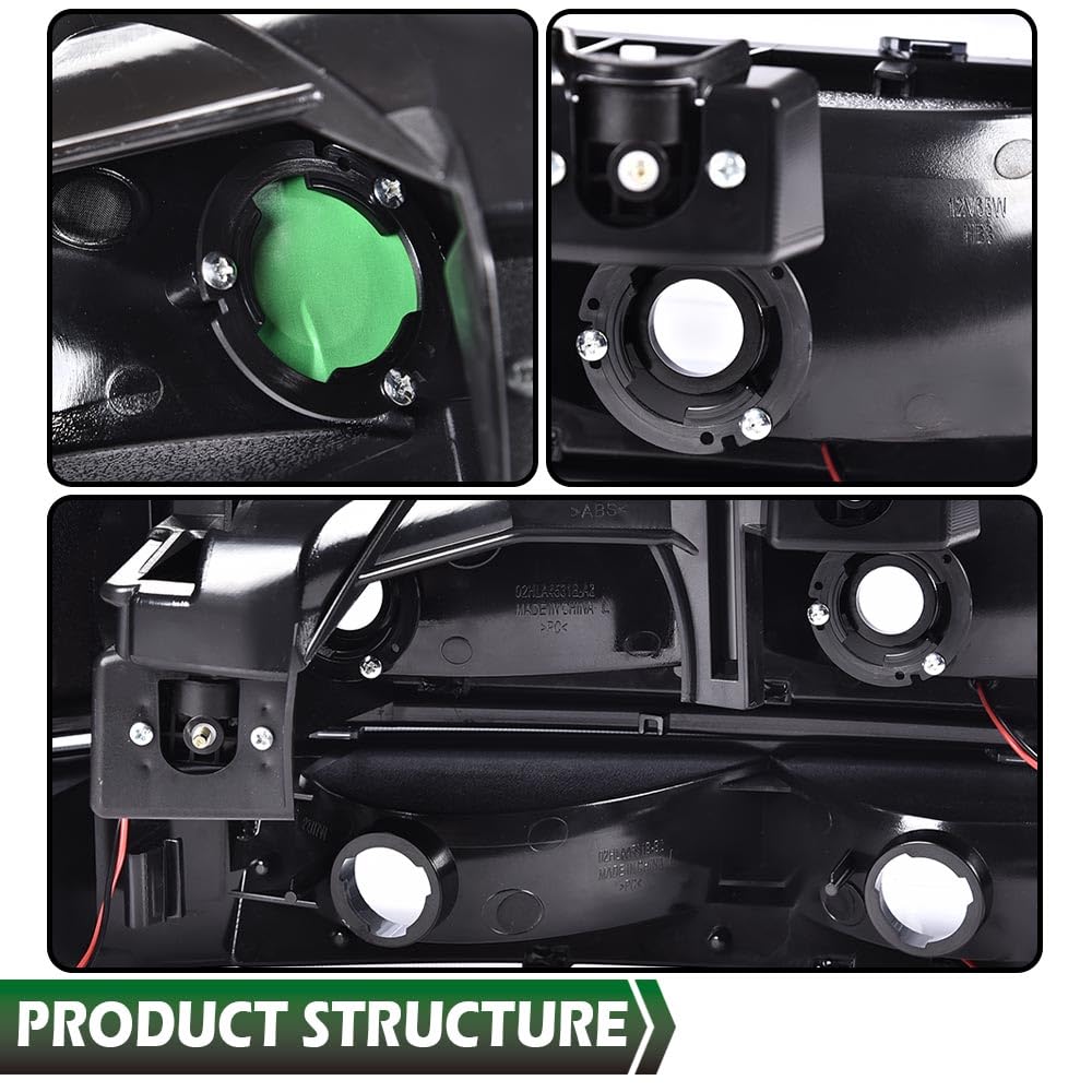 GRAND ORANGE Headlight Assembly Compatible with 1999-2002 Chevy Silverado 1500 2500/Fit for 00-06 Suburban 1500 2500 Tahoe Headlight Lights Driver & Passenger Side Smoky lens Black Housing - Image 6