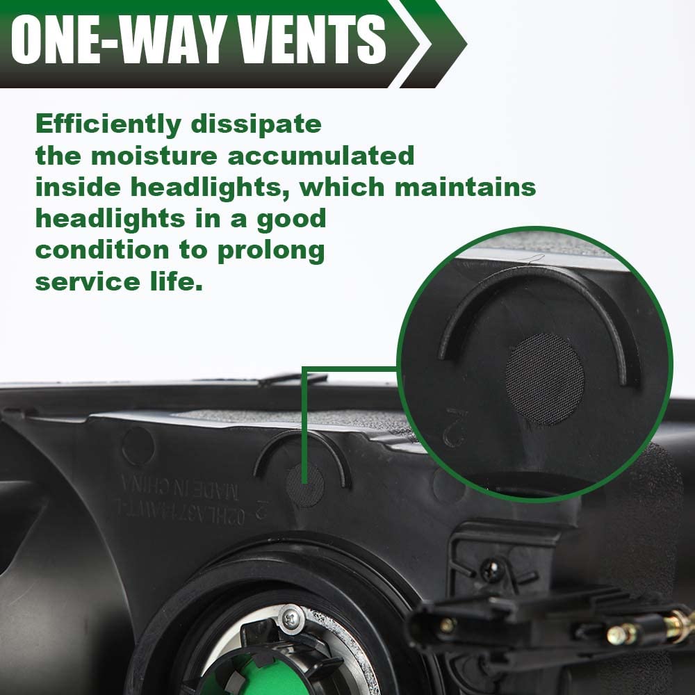 GRAND ORANGE Headlight Assembly Compatible with 2002-2005 Dodge Ram 1500/2003-2005 Dodge Ram 2500 3500 Clear Lens/Amber Corner Black Housing 55077121AF 55077120AF 55077121AG 55077120AG - Image 7