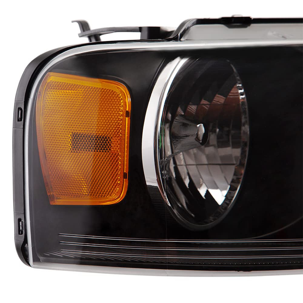 GRAND ORANGE Headlight Assembly Compatible with Ford F150 2004 2005 2006 2007 2008/ Fit Lincoln Mark LT 2006-2008 Driver & Passenger Side Headlamp Clear lens Black Houing Amber Reflector - Image 8