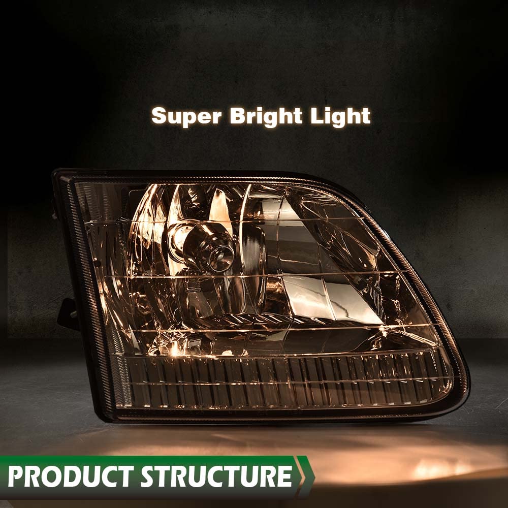 GRAND ORANGE Headlight Assembly Compatible with Ford F150 97-03 /Fit for Ford F250 97-99 /Fit for Ford Expedition 97-02 Driver & Passenger Side Clear Lens - Image 8