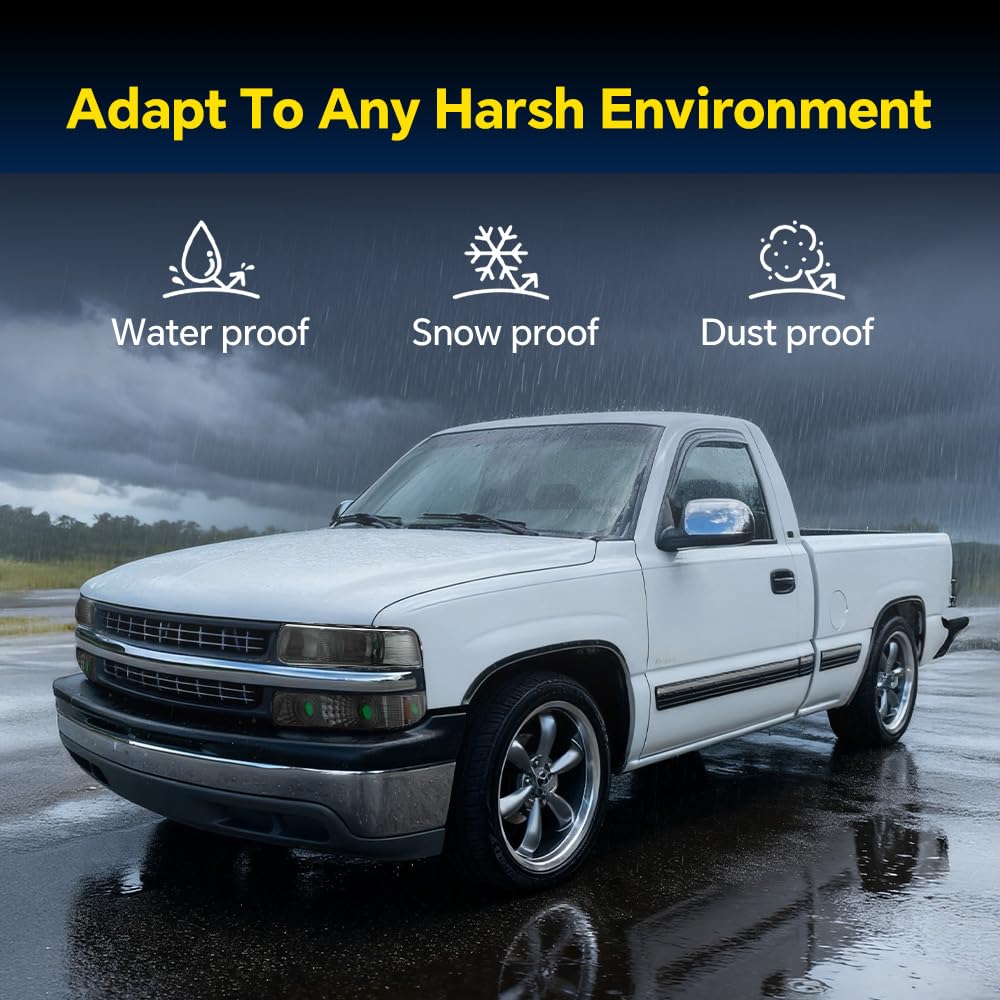 GRAND ORANGE Headlight Assembly Head Lamp Compatible with Chevy Silverado 99-02 / Fit 00-06 Suburban Tahoe 4pcs Smoked lens Chrome Housing Amber Corner - Image 5