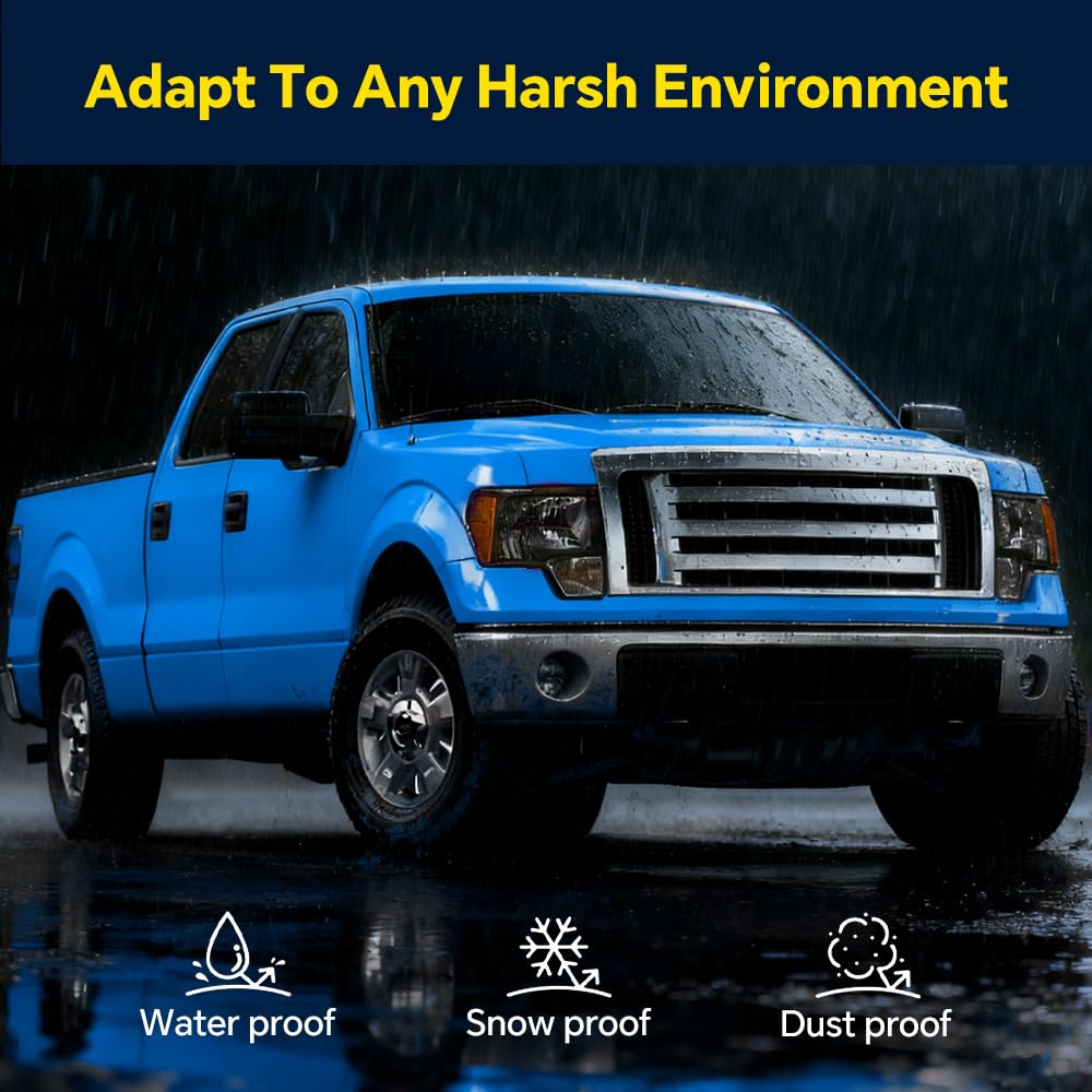 GRAND ORANGE Headlights Assembly Compatible with 2009-2014 Ford F150 Headlamps Driver & Passenger Side Clear Lens Black Housing Amber Reflector DL3Z13008AFO2502289 - Image 5