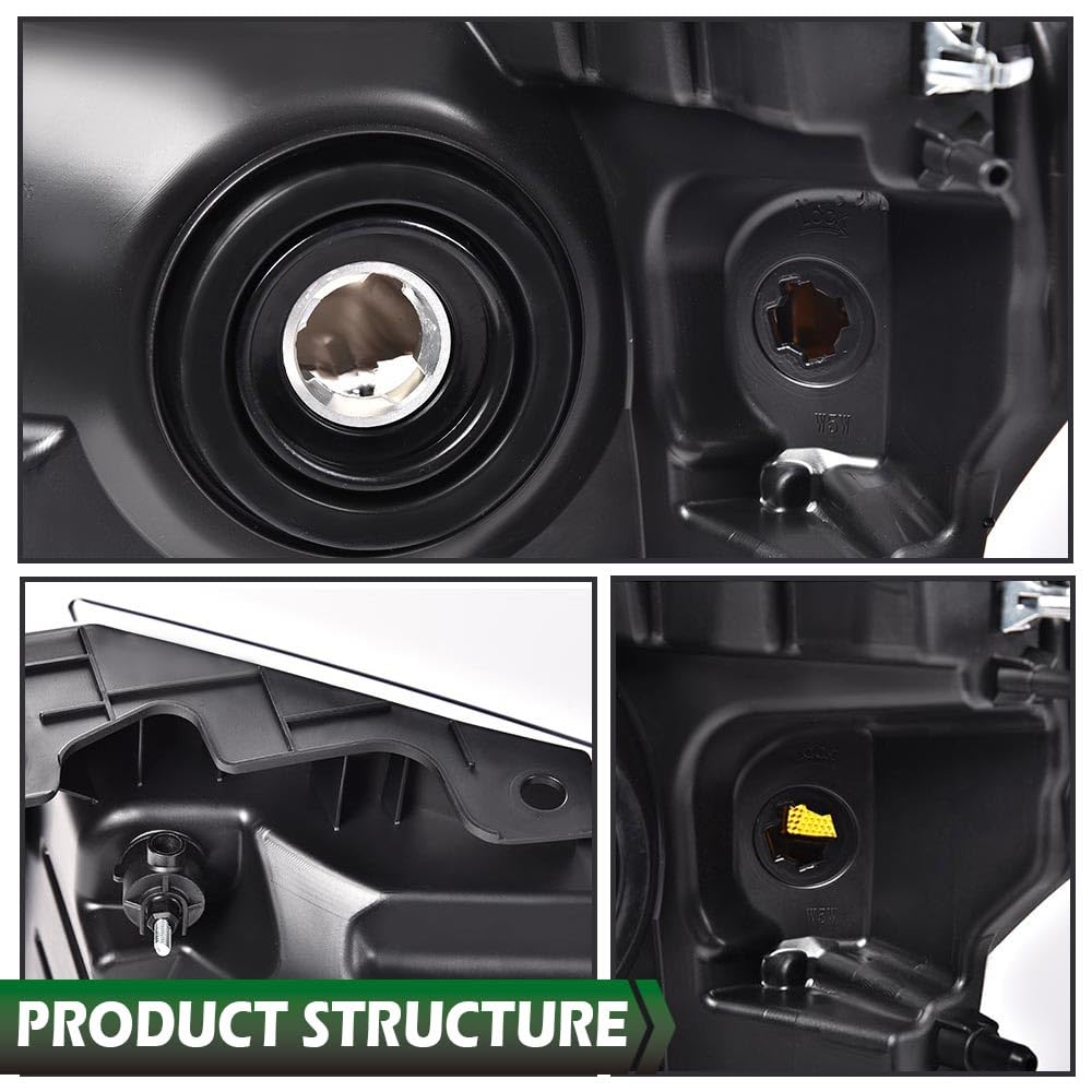 GRAND ORANGE Headlights Assembly Compatible with 2009-2014 Ford F150 Headlamps Driver & Passenger Side Clear Lens Black Housing Amber Reflector DL3Z13008AFO2502289 - Image 9