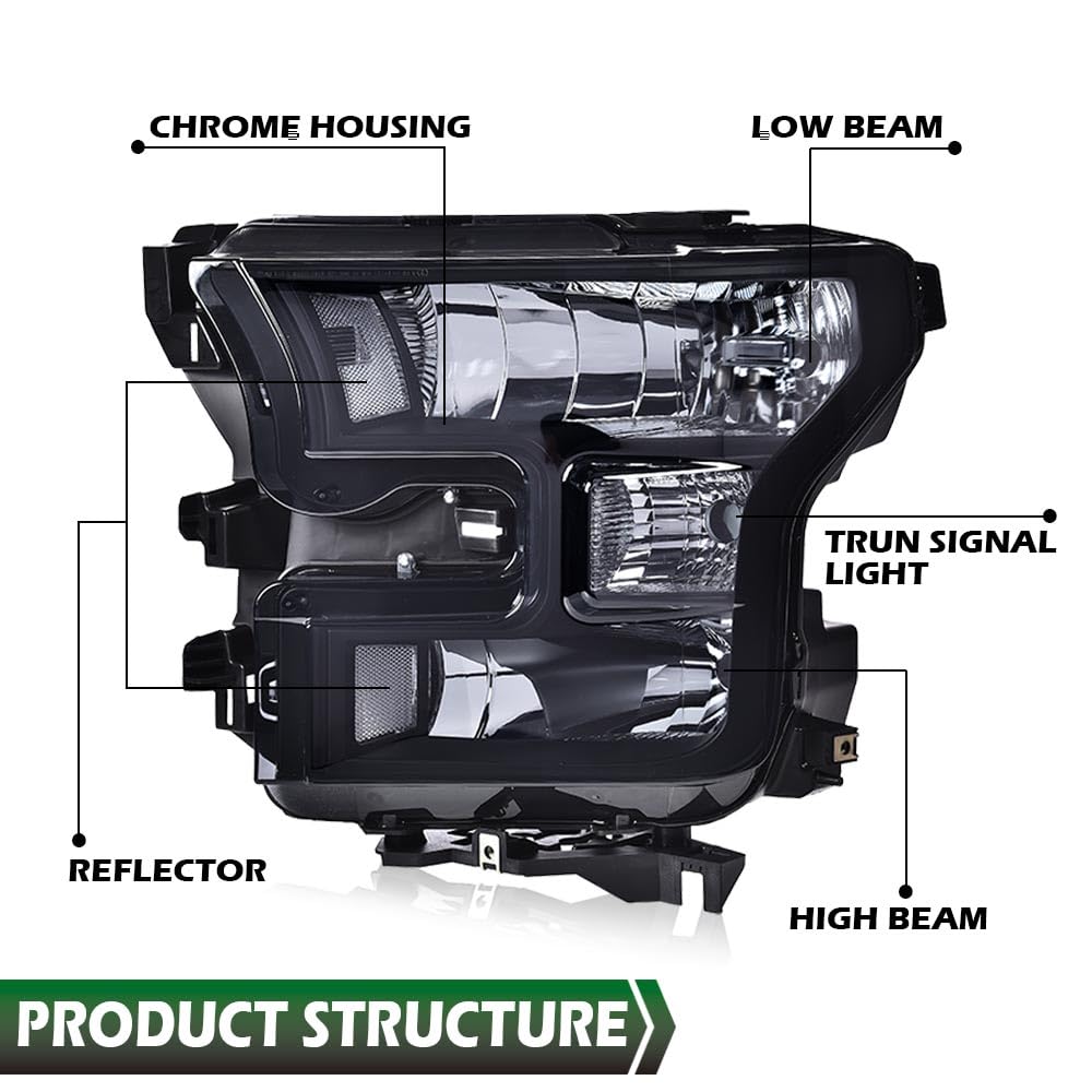 GRAND ORANGE Headlights Assembly Compatible with 2015 2016 2017 Ford F150 LH & RH Headlamps FO2502335 FO2503335 FO2502344 - Image 3