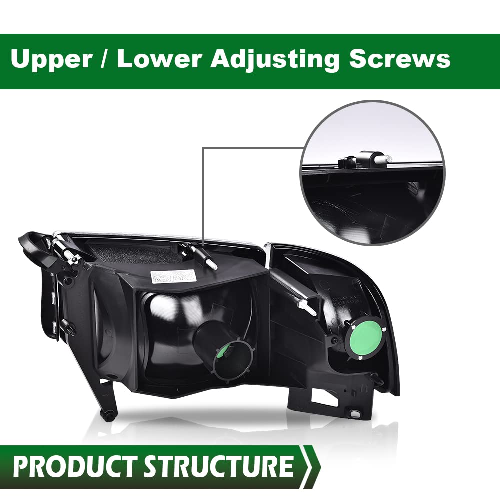 GRAND ORANGE Headlights Assembly, Compatible with Dodge Ram 1500 2500 3500 1994 1995 1996 1997 1998 1999 2000 2001 2002 Black Housing Clear Corner Lamps（Clear lens Chrome Housing Amber Reflector） - Image 7