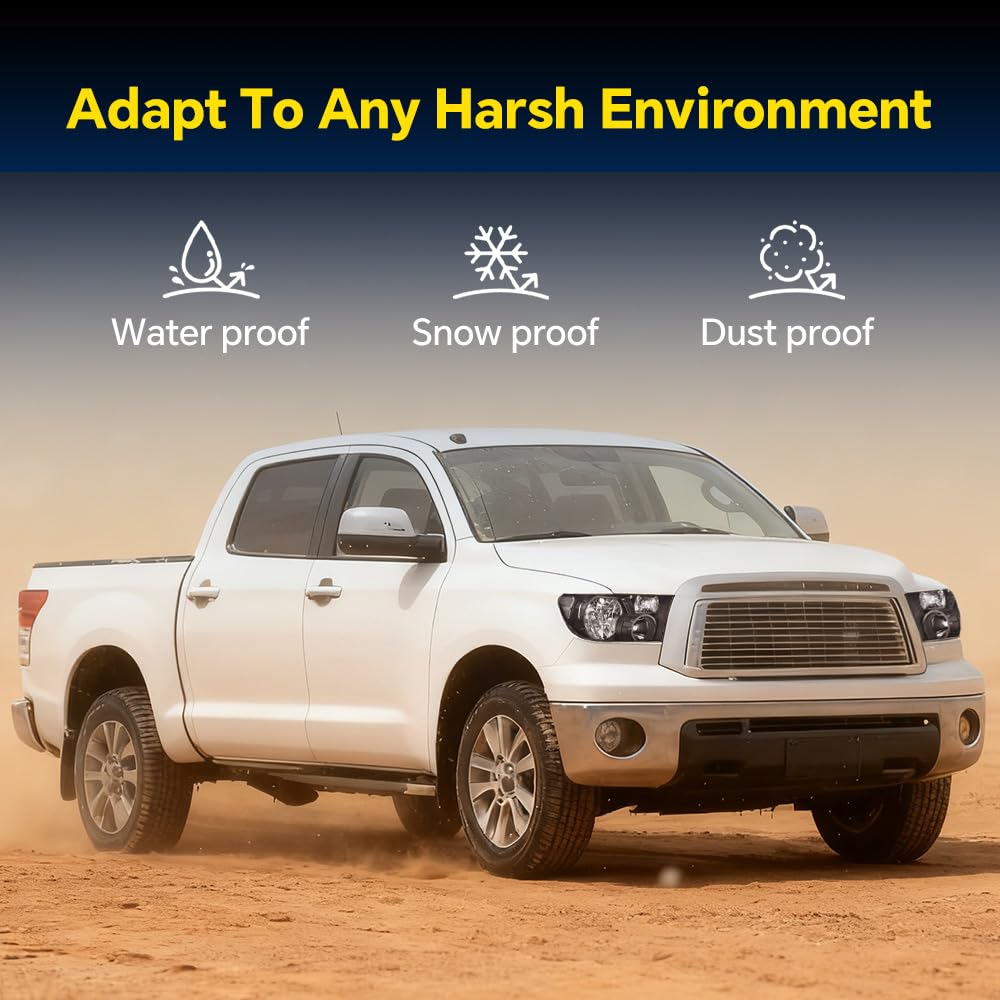 GRAND ORANGE Headlights Assembly Compatible with Toyota Tundra 2007-2013, Fit Toyota Sequoia 2008-2017 Left & Right Headlamps, Clear Lens Black Houing Clear Reflector, 811100C051 - Image 4