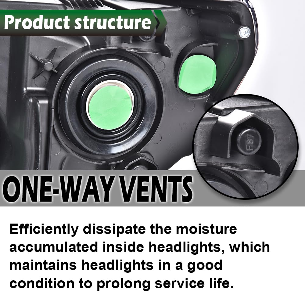 GRAND ORANGE Headlights Assembly Compatible with Toyota Tundra 2007-2013, Fit Toyota Sequoia 2008-2017 Left & Right Headlamps, Clear Lens Black Houing Clear Reflector, 811100C051 - Image 9