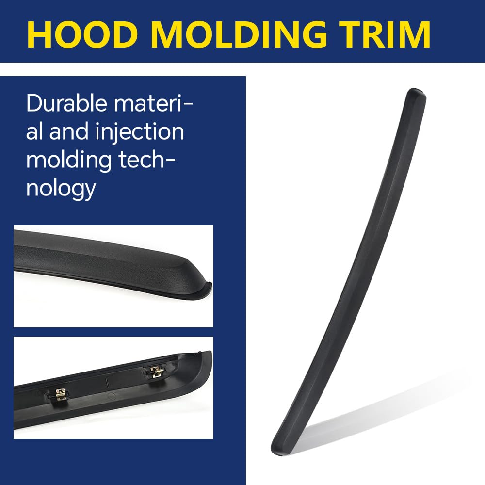 GRAND ORANGE Hood Molding Trim Moulding Black Compatible with GMC Sierra 1500 2500 2007-2013 Truck 10385157 GM1235110 - Image 4