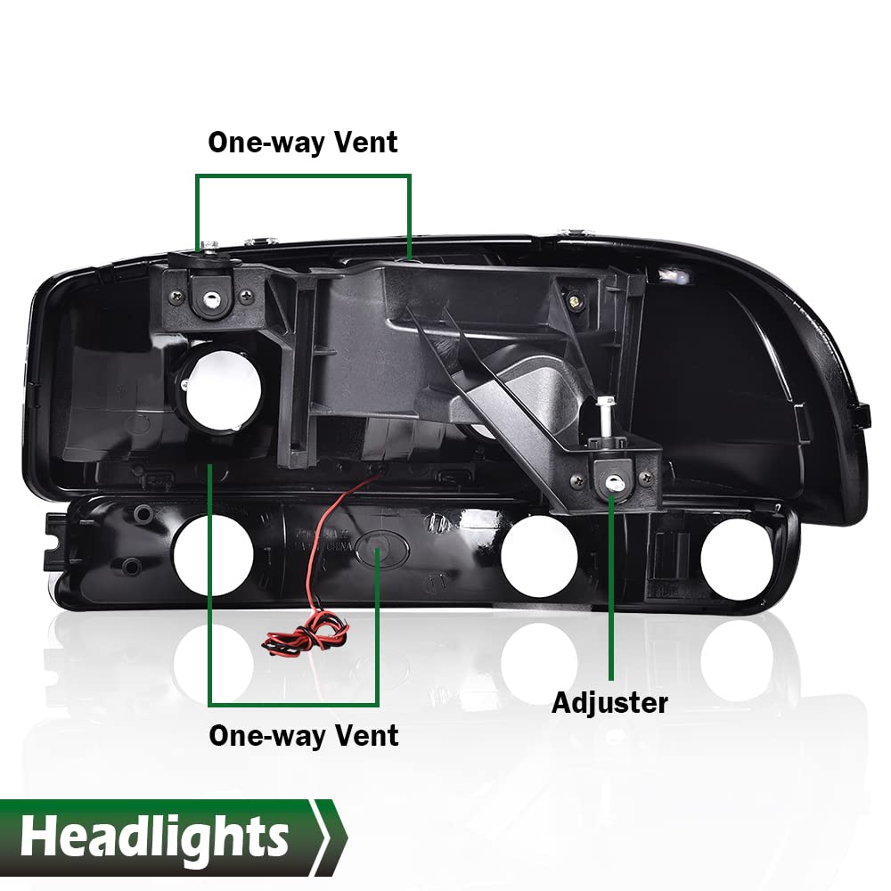 GRAND ORANGE Led Drl Headlights Assembly, Compatible with 1999-2007 Gmc Sierra 1500/ Fit 1999-2006 GMC Yukon XL 1500 2500 Black Clear W/Bumper Signal Lamps（Smoky lens Black Housing Clear Reflector） - Image 5