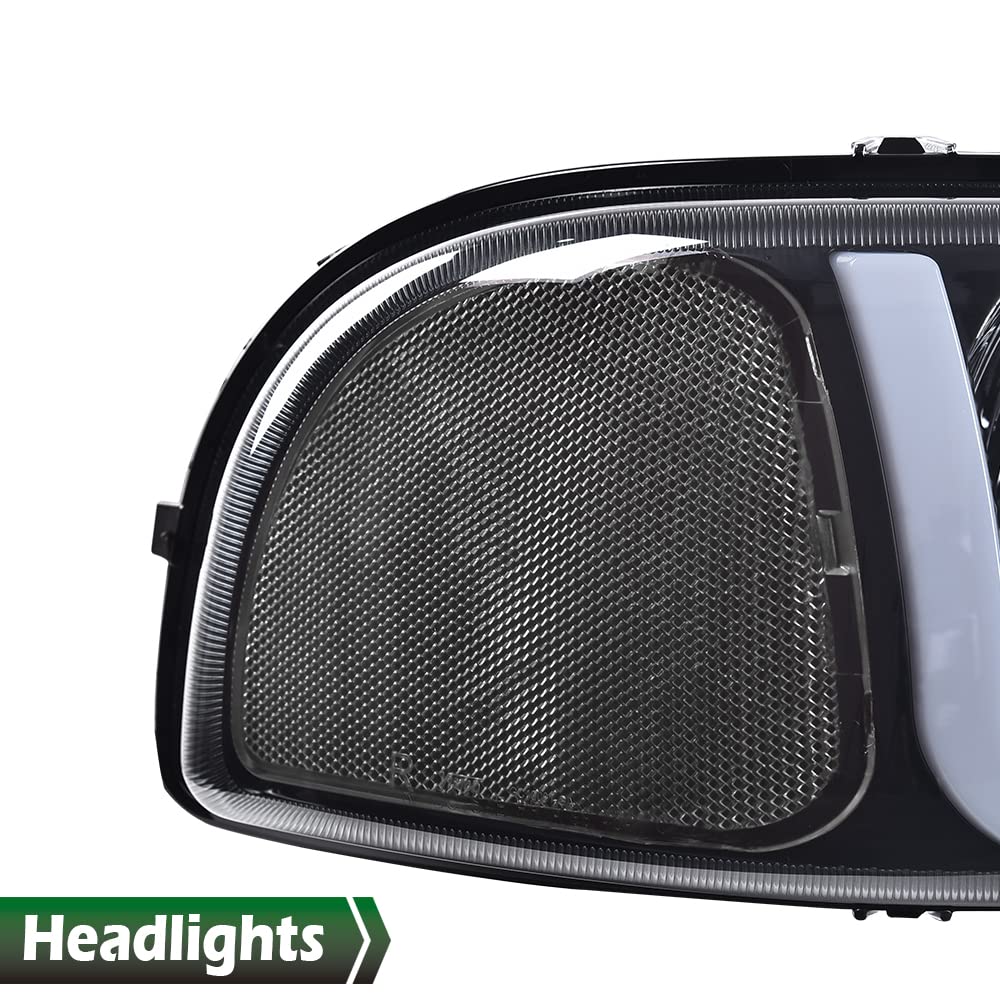 GRAND ORANGE Led Drl Headlights Assembly, Compatible with 1999-2007 Gmc Sierra 1500/ Fit 1999-2006 GMC Yukon XL 1500 2500 Black Clear W/Bumper Signal Lamps（Smoky lens Black Housing Clear Reflector） - Image 6