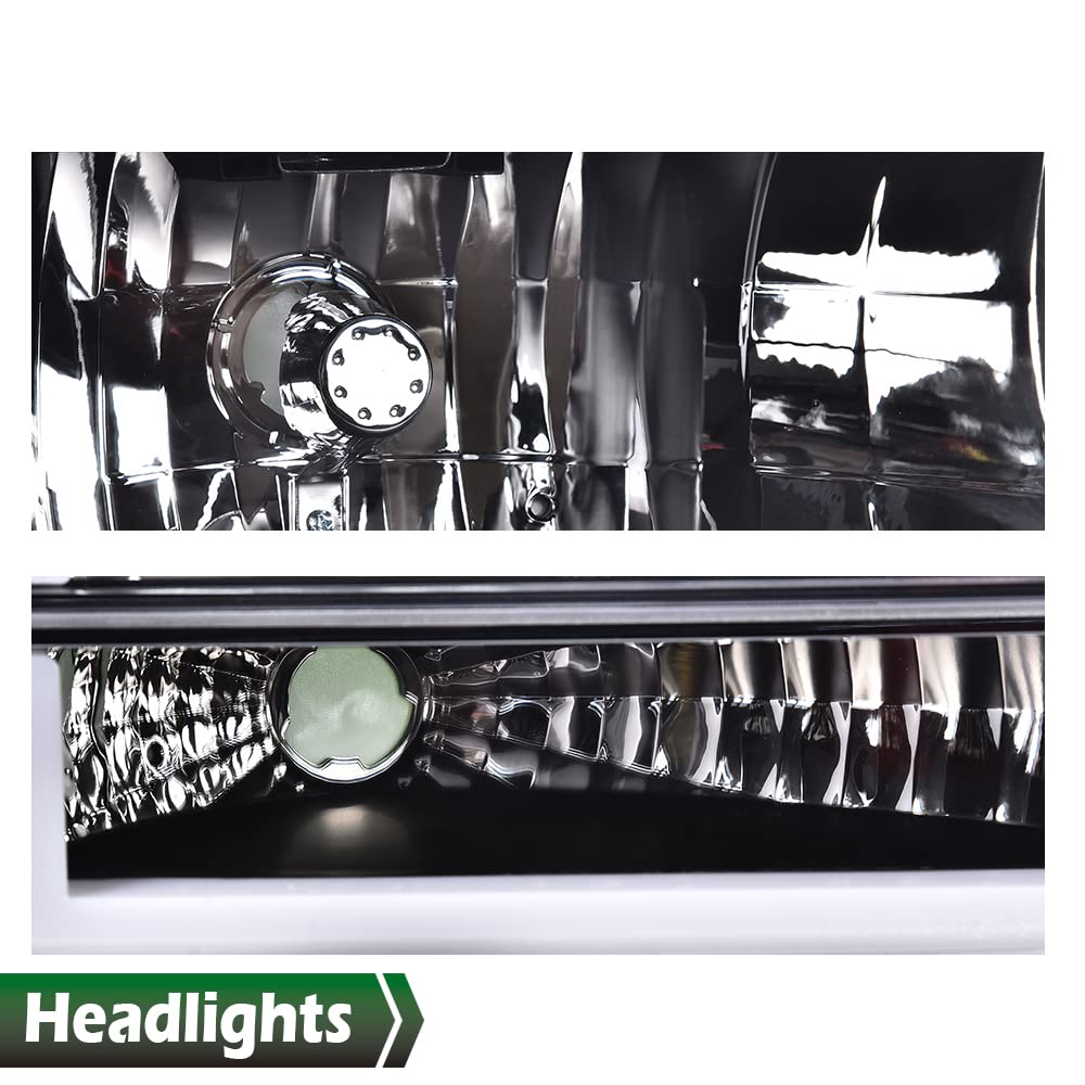 GRAND ORANGE LED DRL Headlights Assembly, Compatible with 1992-1996 Ford Bronco F150/ 92-97 F250 F350 Super Duty w/Corner Signal 6pc Clear lens Black Housing Clear Reflector - Image 5