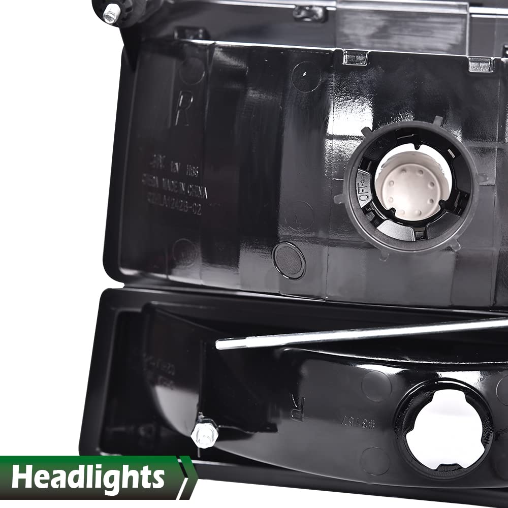 GRAND ORANGE LED DRL Headlights Assembly, Compatible with 1992-1996 Ford Bronco F150/ 92-97 F250 F350 Super Duty w/Corner Signal 6pc Clear lens Black Housing Clear Reflector - Image 8