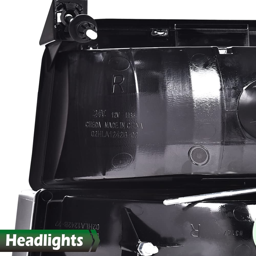 GRAND ORANGE LED DRL Headlights Assembly, Compatible with 1992-1996 Ford Bronco F150/ 92-97 F250 F350 Super Duty w/Corner Signal 6pc Clear lens Black Housing Clear Reflector - Image 9