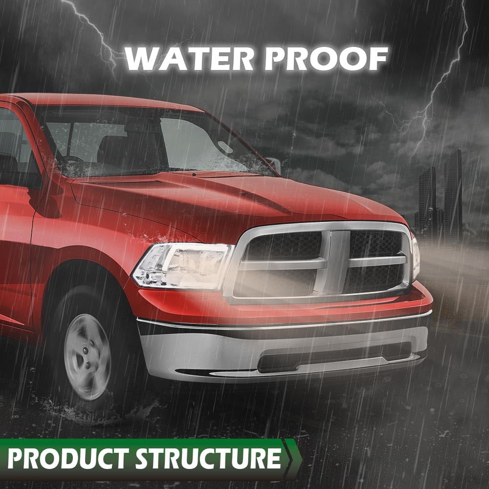 GRAND ORANGE LED DRL Headlights Assembly, Compatible with 2009-2012 Dodge Ram 1500 2500 3500 Head Lamps Clear lens Chrome Housing Clear Reflector - Image 5