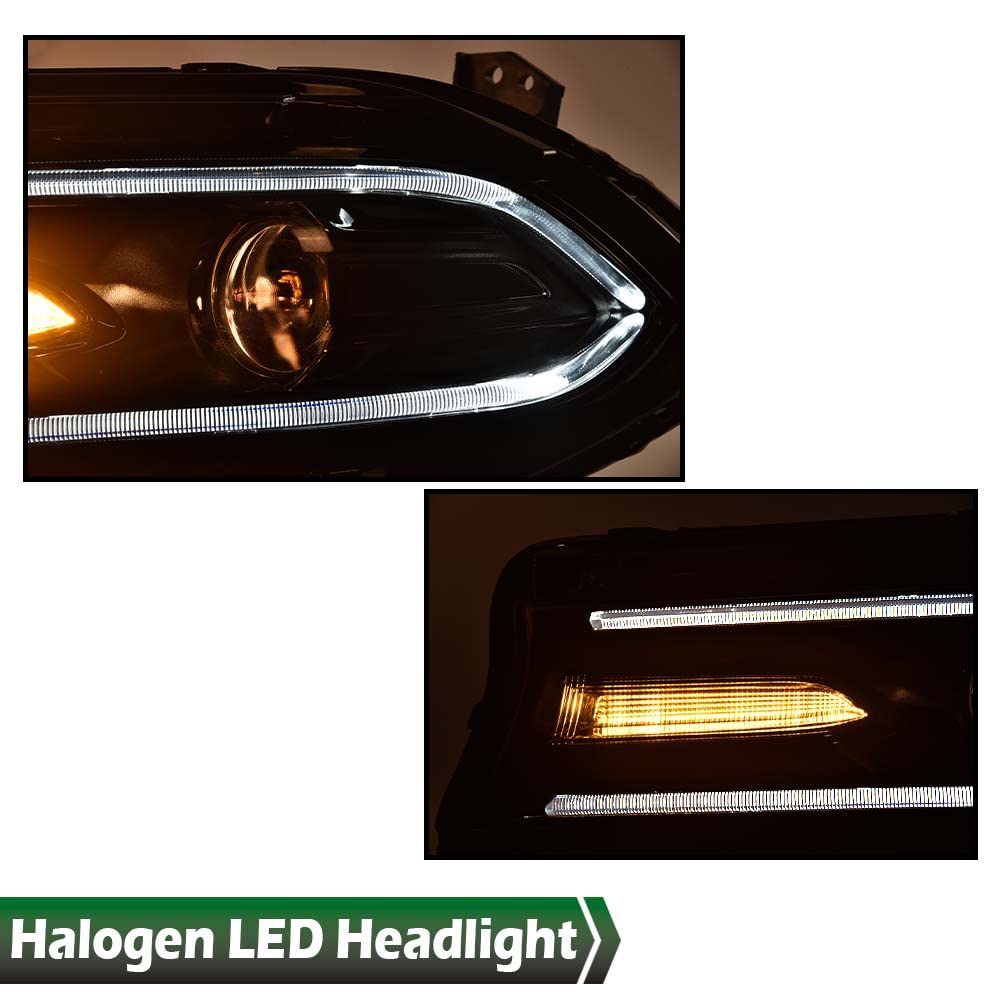 GRAND ORANGE LED DRL Headlights Assembly, Compatible with 2015 2016 2017 2018 2019 2020 2021 Dodge Charger Halogen Projector Headlights Assembly Pair - Image 5