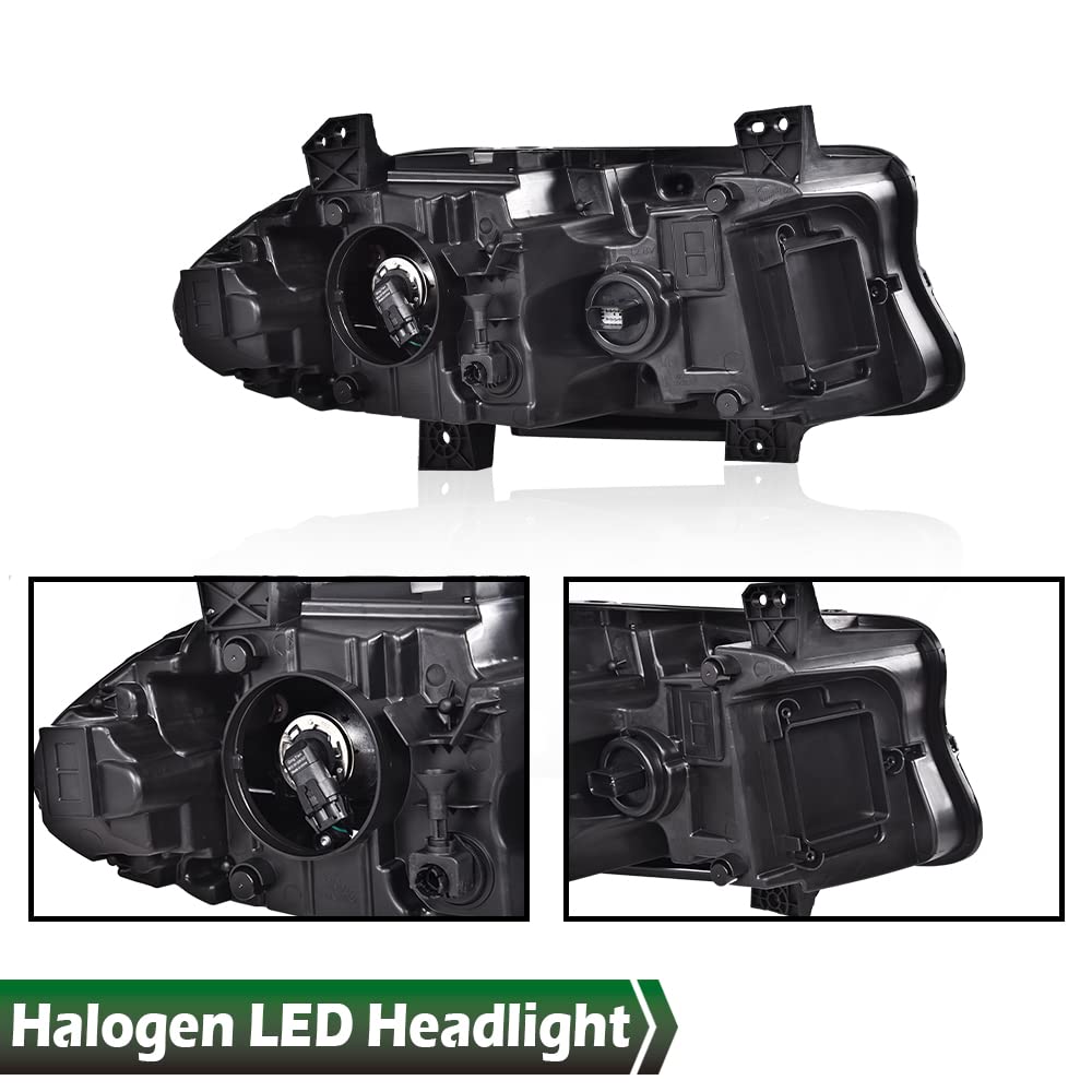 GRAND ORANGE LED DRL Headlights Assembly, Compatible with 2015 2016 2017 2018 2019 2020 2021 Dodge Charger Halogen Projector Headlights Assembly Pair - Image 8